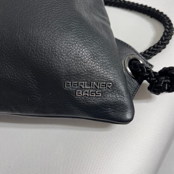 Berliner Bags Leather Backpack Gym Day Bag Black Drawstring - Picture 6 of 14